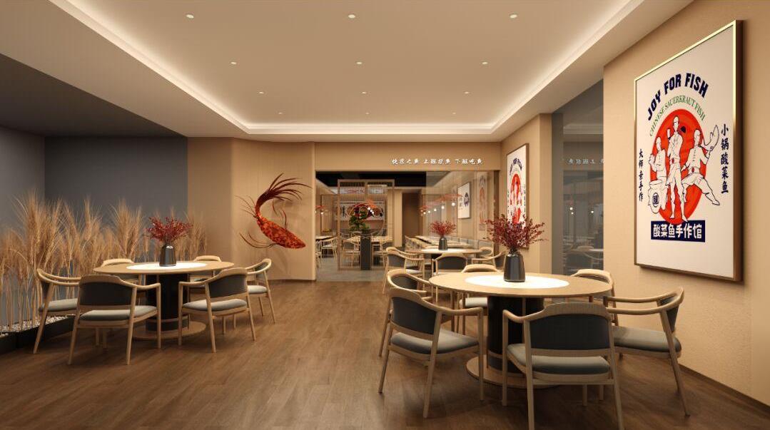 酸菜魚小型餐飲店裝修設(shè)計效果圖+實(shí)景案例